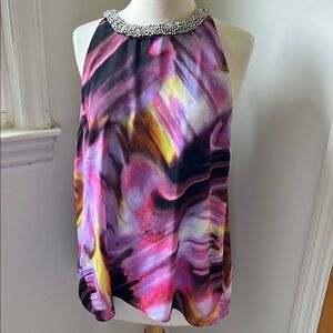 NWT Jennifer Lopez Pink and Purple Beaded Blouse